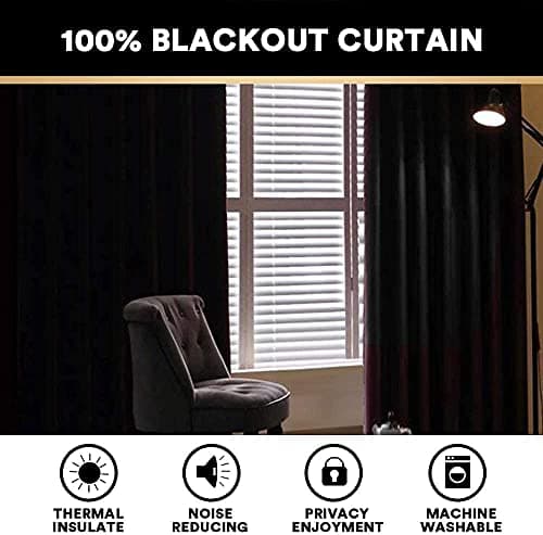 PrinceDeco Blackout Curtains for Sliding Glass Doors 100% Blackout Room Divider Sound Proof Curtain for Bedroom Thermal Curtains Extra Wide Drapes for Living Room,100 X 108 Curtains,Orange - Thumbnail 2