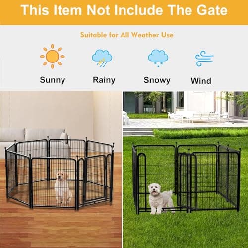 Getlay Garden Fence 40 Inch 14 Panels Without Gate, Total 31 Ft(L) Garden Fence for Yard and Dog, Black Dog Pen Wide Door, Metal Dog Pen Heavy Duty Pet Puppy Exercise Pen for Rv Camping - Thumbnail 3