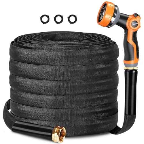 Garden Hose 25FT, Flexible Water Hose with Nozzle Non-Expanding Camper Hose Fabric-covered Garden Hose - Burst-Resistant, Kink-Free, High-Pressure Use for Lawns, Gardens, and Outdoor Cleaning - Image 1