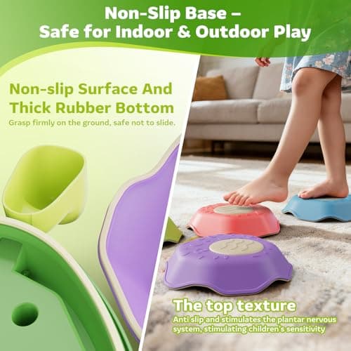 Stepping Stones for Kids & Toddlers 3-5, 6Pcs Non-Slip Sensory Toys & Obstacle Course for Indoor Outdoor Play, Develops Motor Skills, Balance & Coordination, Ideal Christmas & Birthday Gifts - Thumbnail 4