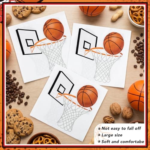 NatNarr 50 Pcs Basketball Plates and Napkins, 25 Guest Basketball Birthday Party Decorations Include 7 Inch Dessert Plates and 6.5 Inch Paper Napkins for Birthday Sports-Themed Gathering - Thumbnail 5