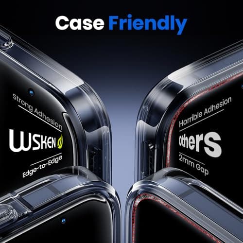 WSKEN Privacy Screen Protector for iPhone 17 Pro - Full Coverage Tempered Glass, 24° Anti Spy Private Screen, Auto Alignment Installation Tool, Full Edge Case Friendly Protector - Thumbnail 4