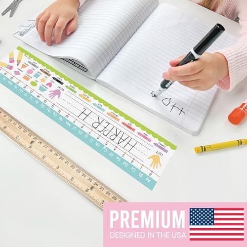 Hadley Designs Desk Name Tags for Classroom –25 Student Name Tags for Desks, 13x3 Name Plates for Classroom Decor, Teacher Supplies, Crayon Nametags, 1st-3rd Grade Kindergarten Preschool Must Haves - Thumbnail 2