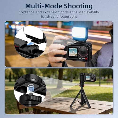 Grip Kit for DJI OSMO Action 5 Pro (for Original Cage), Handle Holder Expansion Mount DSLR Style with Shutter Button for DJI Osmo Action 5 Pro 4 3 Camera Accessories - Thumbnail 3