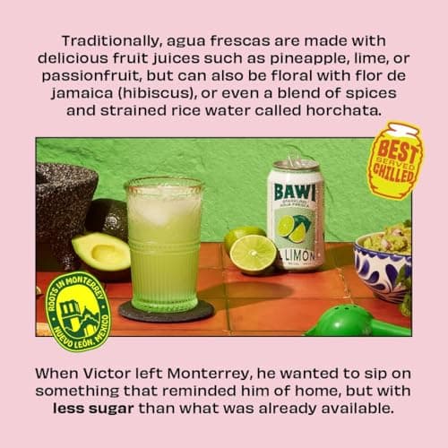 Bawi Sparkling Agua Fresca, 4 Pack Sparkling Water, Plant-Based, Low Calorie, Less Sugar, Mexican Drink Made in the USA (4 Count, Variety) - Thumbnail 3