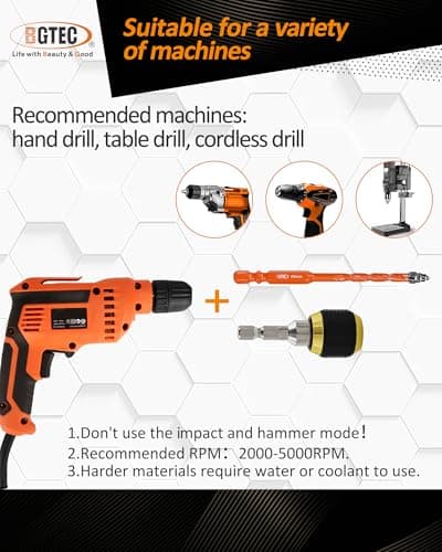 Four Blade Serrated Eccentric Masonry Drill Bit BGTEC - 10PCS 3/16" - 1/2" Carbide Concrete Drill Bits for Masonry/Brick/Concrete/Tile/Glass/Wood/Plastic/Marble - Thumbnail 6