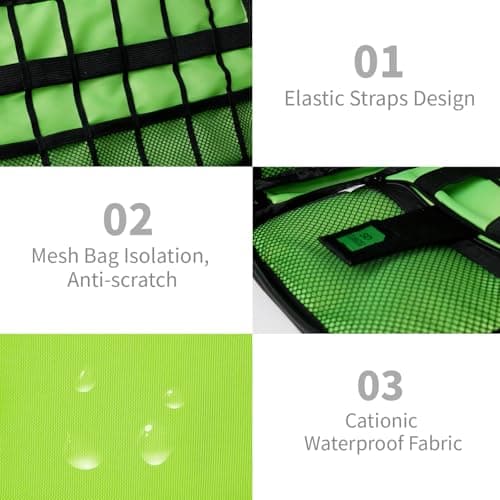 Lcsmaokin Electronics Organizer Travel Case,Electronic Accessories Storage Bag,Portable Waterproof Cable Organizer Bag,Travel Cord Organizer Bags for Small Charging Cord Storage,SD Card-Green - Thumbnail 3