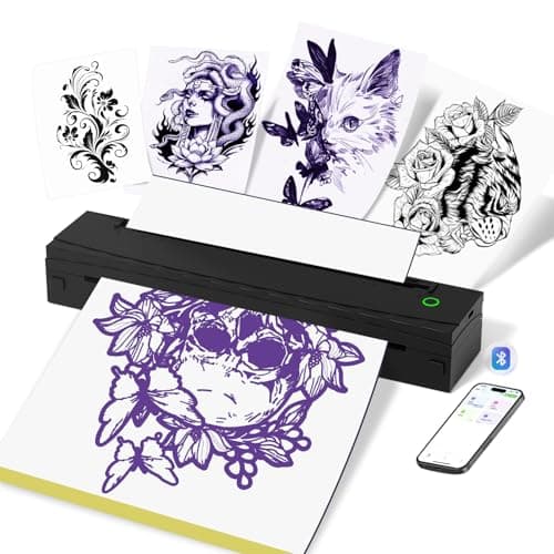 NDYIN Tattoo Stencil Printer, Bluetooth Thermal Tattoo Printer Machine, D80 Portable Stencil Printers for Tattooing with 10pcs Transfer Paper, Compatible with iOS, Android and PC(Black) - Image 1