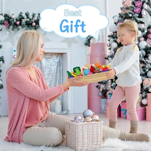 GOPLACS Wooden Play Food Sets for Kids Kitchen - Cutting Fruits and Veggies Toddler Toys Pretend Food Play Kitchen Accessories Montessori Educational Toys Gifts for Kids Boys Girls 3+ - Thumbnail 6