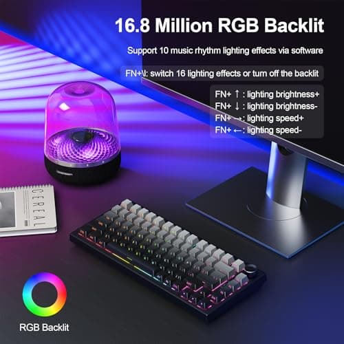 Gurjot Wireless Mechanical Keyboard, 75% Hot Swappable Custom Keyboard with Knob,PBT Keycaps,BT5.0/2.4GHz/USB-C,RGB Backlit, Mechanical Gaming Keyboards for PC/Tablet/PS/Xbox - Thumbnail 6