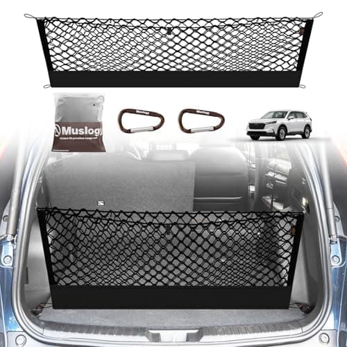 Muslogy Truck Bed Cargo Net Trunk Netting Compatible with 2023-2025 2026 Honda CR-V Accessories, Pickup Cargo Organizer SUV Sedan Storage Net w/Heavy Duty Carabiners