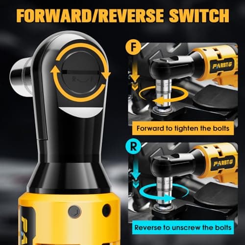 1/2 Inch Cordless Ratchet Wrench Compatible with DeWalt 20V Max Battery, 74Ft-Lbs (100N.m) High Torque, Brushless Motor, 0-400RPM Variable Speed, 7 Sockets, 1/2" to 3/8" Adapter, 3" Extension Bar - Thumbnail 4