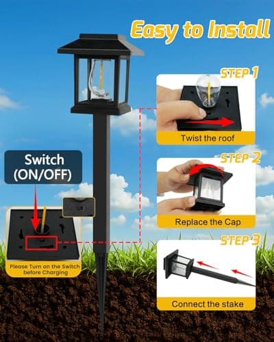 16-Pack Solar Lights Outdoor (Extra-Bright & Auto On/Off), Solar Powered Garden Lights, Outdoor Waterproof Solar Pathway Lights for Patio, Path, Yard, Landscape, Driveway, Walkway Decor (Warm White) - Thumbnail 3