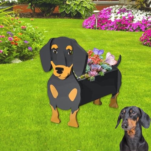 strolfay Dachshund Dog Planter, Cute Animal Shaped Plant Pot, Dog Flower Pot, Spring Planter Gifts for Women & Pet Lovers, Indoor Outdoor Garden Home Office Decor, 9.45 x 7.5 x 13.39 Inches - Image 1
