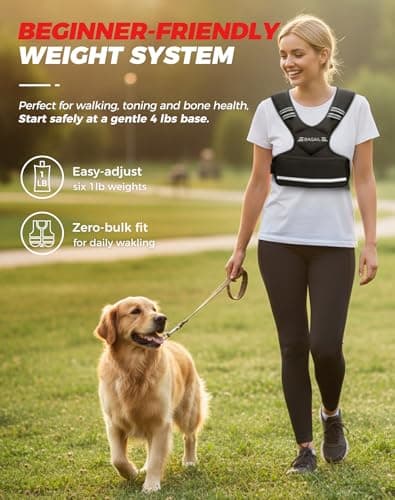 BAGAIL Adjustable Weighted Vest for Women 4-10lb, Comfortable U-Neck Rucking Vest with 6 Removable Weights, Storage Pocket and Reflective Strips for Walking, Jogging, Weight Loss & Home Workouts - Thumbnail 2