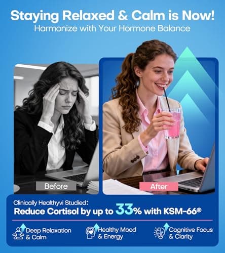 Calm Magnesium Glycinate Powder Drink Mix for Relax & Sleep Aid, Cortisol Reducer Supplements for Women Men w/ KSM-66 Ashwagandha L-Theanine Vitamin D3 Balance Mood & Stress Non-GMO Raspberry Lemonade - Thumbnail 2