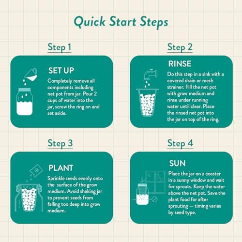 Modern Sprout Mason Garden Jar - Self-Watering Hydroponics Growing System Kit with Organic Herb Seeds - Jar Planter for Indoor Herb Garden - Seed Starter Kit - Home Decor & Gifting - Basil - Thumbnail 4