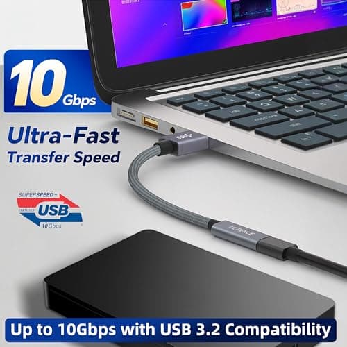 USB to USB C Cable Adapter 2 Pack, USB C Female to USB A Male Adapter - 10Gbps Data Transfer 60W Fast Charging, Type-C 3.2 Converter Compatible with Laptops, PCs, Flash Drives (0.41 Ft, Grey) - Thumbnail 4