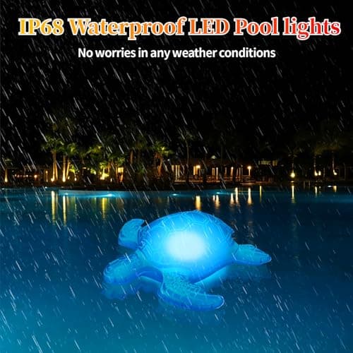 26.5inch Solar Pool Floats Lights,IP68 Waterproof Solar Powered Floating Pool Lights,16RGB Colors Turtle Inflatable Light Up Pool Float for Above Ground Pools,Outdoor Swimming Pool Decorations(1Pc) - Thumbnail 4