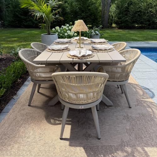 PURPLE LEAF 7 Pieces Patio Dining Set with Cushion Chairs, Champagne