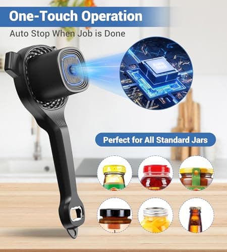 Electric Jar Opener for Seniors with Power-Clamp Technology, 2-in-1 Patent Automatic Jar & Bottle Opener Rechargeable 800mAh Hands-Free Opener with Bonus Anti-Slip Gripper Pad for Beer, Dressing, Jar - Thumbnail 3