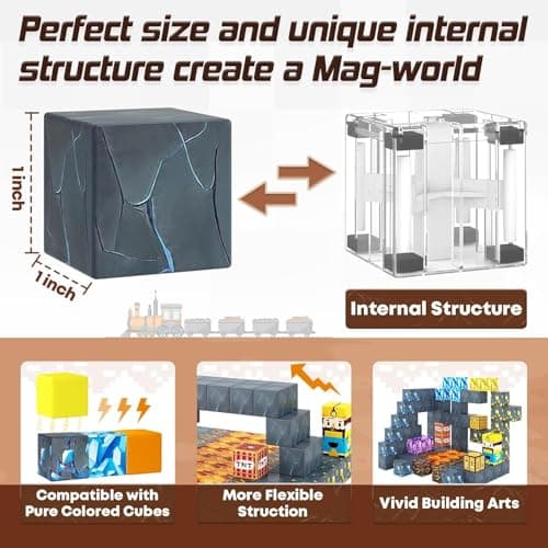 Magnetic Blocks-Build Mine Magnet World Sword Edition Mine Sword Caverns Magnet Building Craft Toddler Toys for Boys & Girls Age 3-4 4-5 6-8, Sensory Montessori Toys for Kids for 3+ - Thumbnail 6