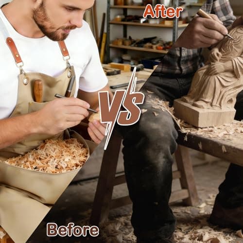 VKDDM Wood Carving Apron with Chip Catcher, Adjustable Canvas Woodworking Apron for Men with Large Pouch, Wood Working Tool Apron Gift for Men | Father's Day | Woodworkers - Thumbnail 5