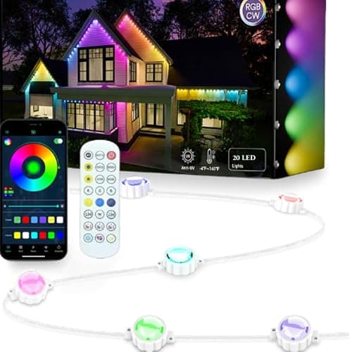 AurNyvaMay Permanent Outdoor Lights,Smart Outdoor Christmas Lights with IC+RGB 20 LED, IP67 Waterproof Eaves Lighting with 213 Modes for Holiday,Party, Daily, APP/Remote Control - Image 1