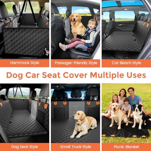 CUIOFREE Dog Seat Cover for Back Seat Hard Bottom,Holds 500 lbs,Waterproof Dog Car Seat Cover for Back Seat Extender,Scratch-Proof Pet Hammock for Car,SUV,Truck - with Mesh Window & Storage,BlackOR - Thumbnail 6