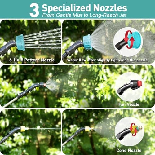 Battery Powered Garden Sprayer 1.8 Gallon, Lightweight Electric Weed Sprayer with Telescopic Wand & Adjustable Nozzles, Portable Yard Sprayer for Plant Watering, Lawn Care, Fertilizing,Gardening - Thumbnail 4