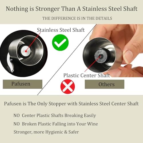 Pafusen Wine Stoppers Set of 2, Stainless Steel Wine Bottle Stopper with Silicone Seal, Reusable Wine Freshness Keep, Wine Saver Wine Bottle Sealer Stopper, Wine Accessories Gift (Polished) - Thumbnail 4