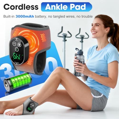 Cordless Neuropathy Foot Massager, Rechargeable Ankle Heating Pad for Pain Relief, Foot and Ankle Massage for Circulation, Suitable for Reduce Fatigue and Plantar Fasciitis, Travel & Home Use - Thumbnail 5