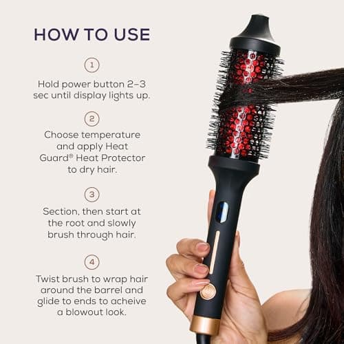 Sutra Thermal Brush - Lightweight Heated Round Brush for Hair Styling & Blow Out - Digital Display, Auto Shut-Off & Ionic Technology - Professional Styling Tools for All Hair Types - Thumbnail 4