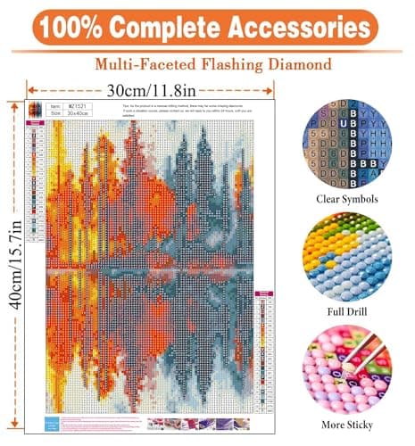 igoodom Diamond Art Kits for Adults, Landscape Diamond Painting Kit, Full Drill Round Landscape Diamond Art Kits, DIY Gem Art and Crafts for Home Wall Decor Gift 12x16inch - Thumbnail 4