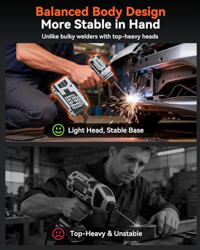 PLOWIC Portable Welding Machine:【2026 Next-Gen】110V Handheld Welder with Balanced Design, LCD Display & 3 Modes (MMA/Hot Start/Arc Force), 200A IGBT Inverter ARC Welder Gun Fits 1/16"-1/8" Rods, Gray - Thumbnail 3