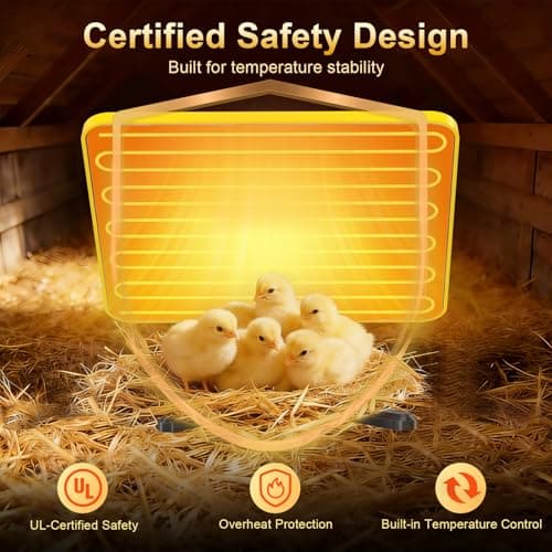 Brooder Plate for Chicks, 50–158℉ Chick Heat Plate with Smart Thermostat, UL Certified Radiant Heating Panel Brooder Heater, 180° Adjustable Angle & Hanging Design for Poultry Brooding & Chicken Coop - Thumbnail 4