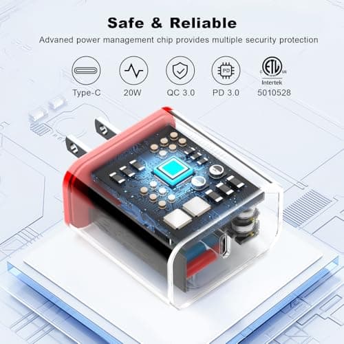 VANOVEI Compatible with iPhone 17 16 15 Charger Fast Charging,USB C Fast Wall Charger Block,Type C Fast Charger Block with 2Pack 10ft USB C to C Cable Compatible with iPhone 17/16/15/Pro/Pro max/Plus - Thumbnail 3