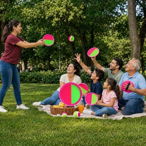 Toss and Catch Ball Set Boys Toys Outdoor Toys Yard Games Outside Games Beach Toys for Kids Ball and Catch Game with 4 Paddles and 4 Balls - Thumbnail 6
