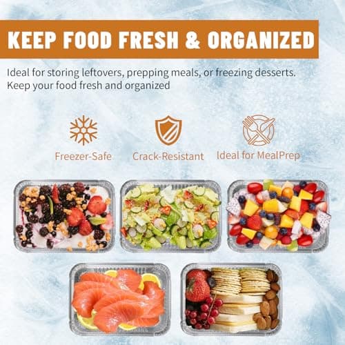 DORARA 8.5x6 Aluminum Pans with Lids - 50 Pack 2.25 LB Foil Pan For Cooking, Heating, Baking Cakes, Storing, Take Out, Roasting or Homemade Breads - Aluminum Baking Pans Disposable - Bottom: 6.8x4 - Thumbnail 5