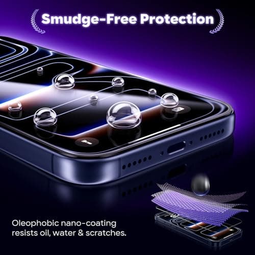 GolbinBox for iPhone 17 Pro Screen Protector, [12FT Military-Grade Shatterproof] [9H+ Tempered Glass] [Easy Installation] [HD Clear] Full Coverage Protection for iPhone 17Pro 6.3", 2 Pack - Thumbnail 5