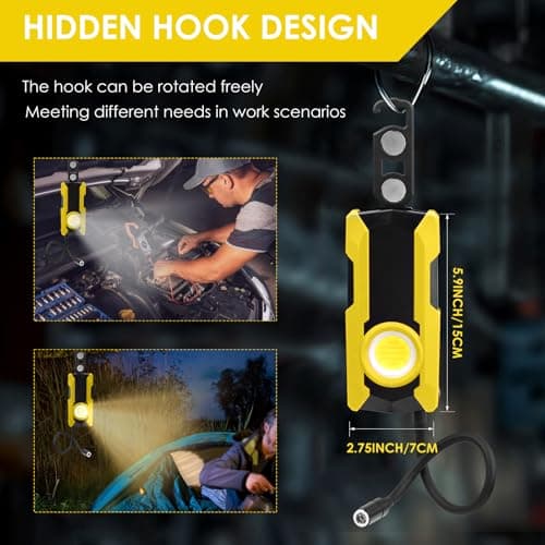 Rechargeable LED Work Light, OTYTY 40W 2000LM Magnetic Work Light Battery Powered Portable Flood Light with Gooseneck Flashlight for Car Repairing, Camping, Inspection - Thumbnail 4