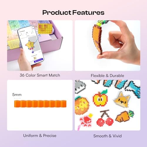 Caydo Fuse Beads Kit with Fuse Bead Pen, Design App & 200+ Patterns for Beginners, 10500PCS 36 Colors 5mm for Girl Holiday Home DIY Decor Creative Projects - Thumbnail 4