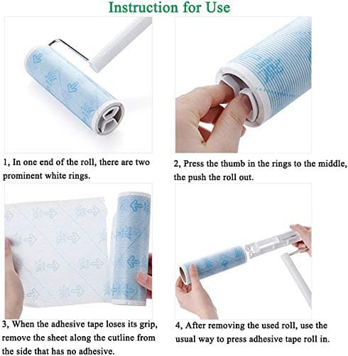 UNIKON 802 Lint Roller Sticky Roller Pet Hair Roller, Long Handle Sticky Mop With 4-Foot Extendable Handle 30 Sheets Roller - Thumbnail 5