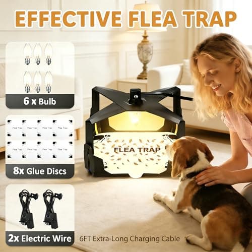 2 Pack Flea Traps, Flea Trap for Inside Your Home, Flea Light Indoor Bed Bug Traps with 6 Bulbs & 8 Sticky Pads, Electric Fleas Trap Killer Odorless Pest Control Flea Treatment Trap for Kid Pet - Thumbnail 6