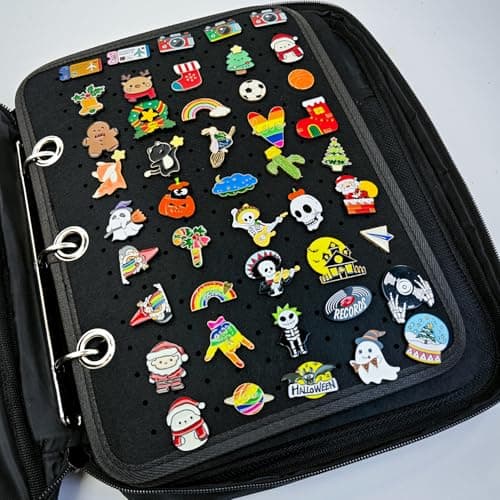 miiinaps Black 6 Binder Enamel Pin Display Bag,Pin Books For Collectors,Pins Board Storage Organization Box Can Holds Pins, Brooches,Paper Clips,Sports medal.(Black 6 Binder,Without Accessories) - Thumbnail 6