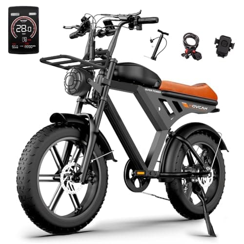 MOVCAN V30 20in Fat Tire Electric Bike for Adults 1000W(Peak 1500W) Motor,28MPH & 70 Miles,with Basket,7 Speed Gear Full Suspension,Digital Display, Electric Bicycle for Commuting/ Off-roading,Brown - Image 1