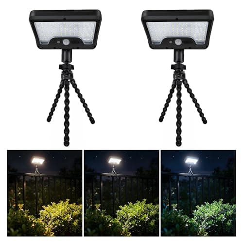 Varmtalys Solar Motion Lights Outdoor with Flexible Octopus Tripod, 12V Low Voltage Lights with Type-C USB, IP65 Waterproof Directional Fixture Black for Fence Travel [2-Pack] - Image 1