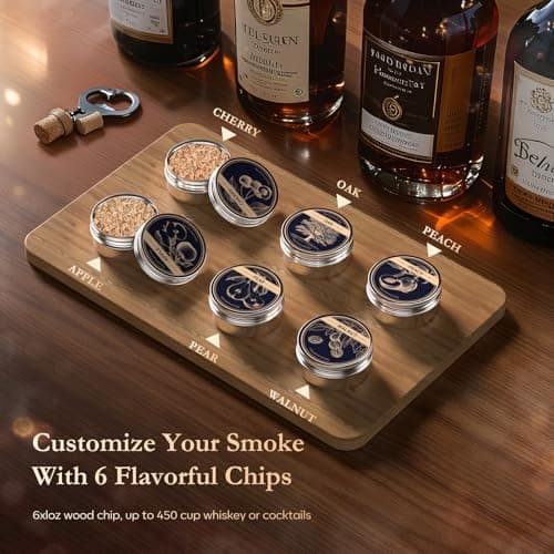 AMZSEAT Electric Whiskey Smoker Kit-Rechargeable Cocktail Smoker Set with 6 Wood Chips-Unique Bourbon Ideal Christmas, Birthday, Valentine's Day Gift,Gifts for Men, Dad, Husband - Thumbnail 5