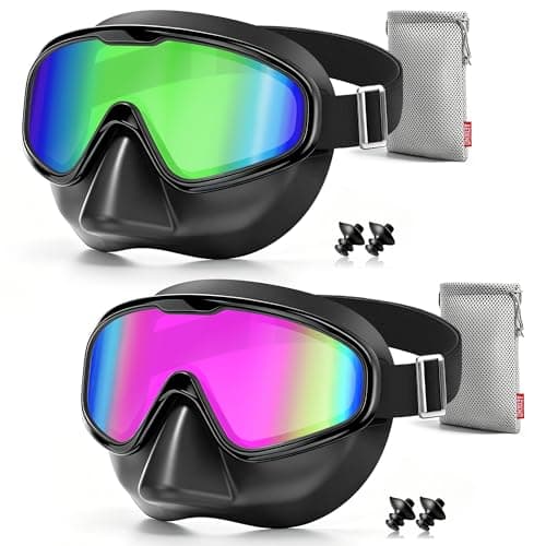 Aegend 2PCS Swim Goggles with Nose Cover,Adult Swimming Goggles with Fabric Strap,Wide View No Leaking Pool Goggles for Youth Adults - Image 1