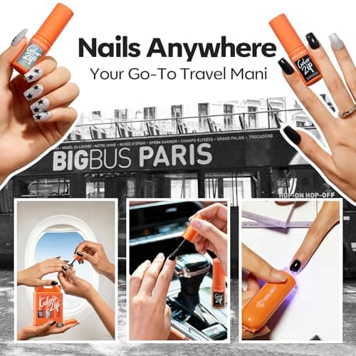 Modelones Black Gel Nail Polish Kit with UV Light, Christmas Silver One Step Gel Polish No Need Base & Top Coat, 3 in 1 Set Glitter Fall Soak Off Nail Lamp Manicure DIY Salon at Home Gift - Thumbnail 6